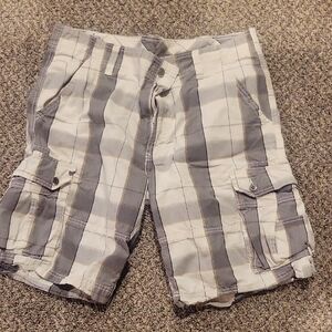 Levi's White and Gray Striped Cargo Shorts